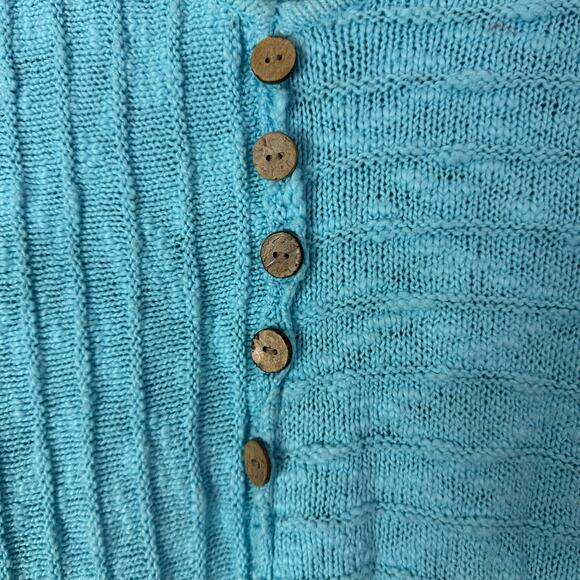 Habitat Sweater Womens Small Blue Textured Ribbed Lagenlook Pockets 100% Cotton - Picture 5 of 7